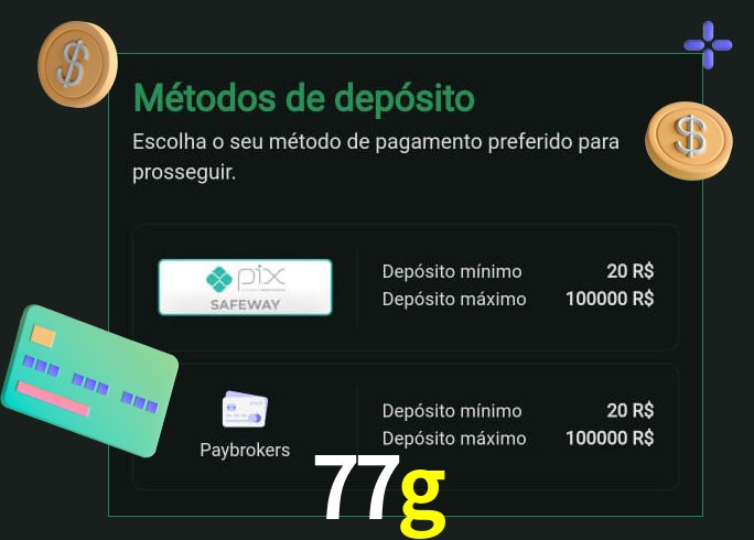 O cassino 77g oferece uma grande variedade de métodos de pagamento